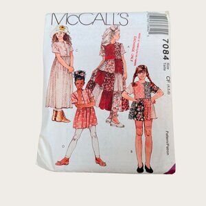 Vintage 1990s McCalls Sewing Pattern 7084 Girls Dress Tops Size 4-6